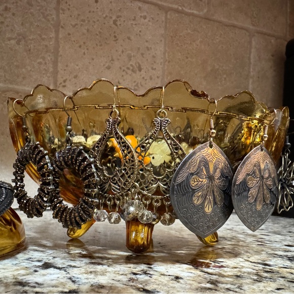 Vintage Fenton Amber Glass Candy Dish Mystery Jewelry Jar - Picture 4 of 7